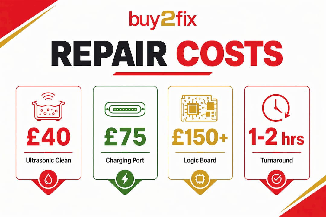 Infographic showing typical UK water damage repair costs