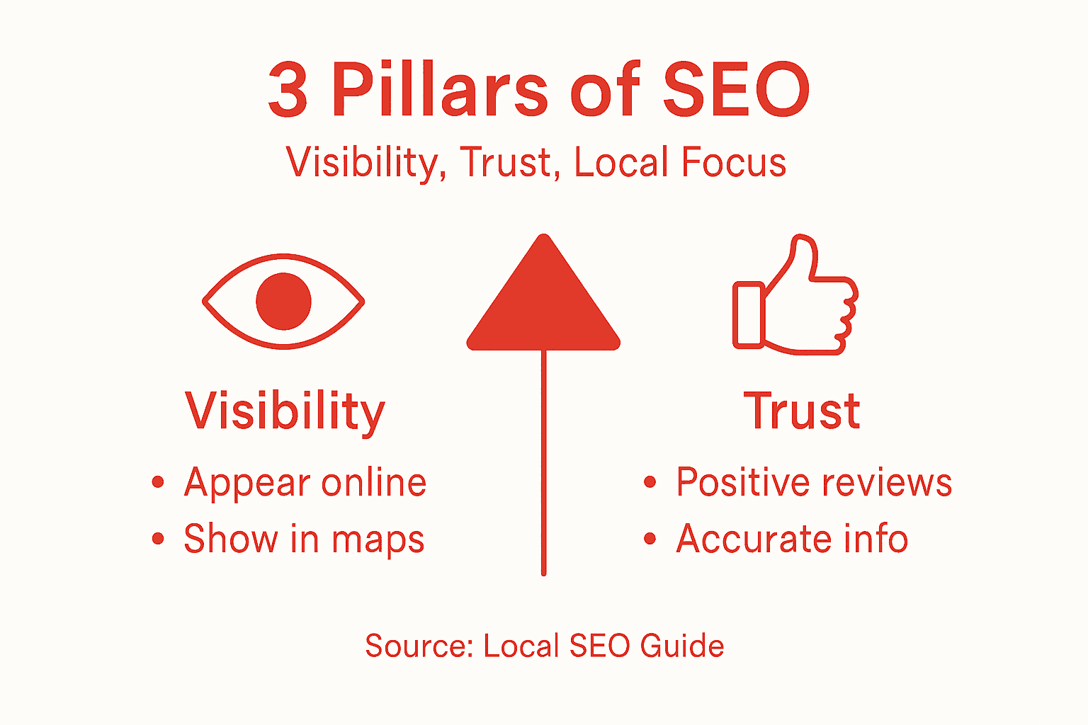Infographic showing three pillars of SEO