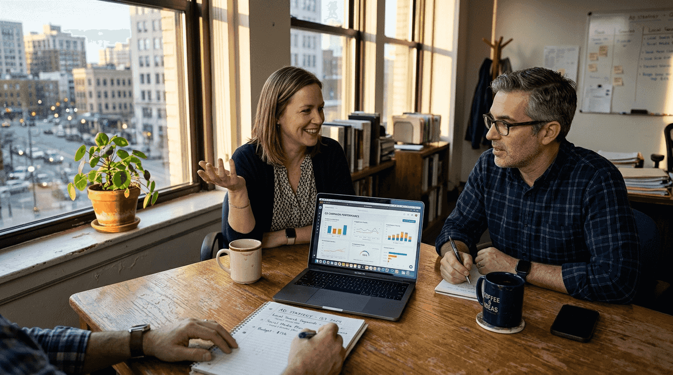 Business owners comparing Google versus Bing ad data