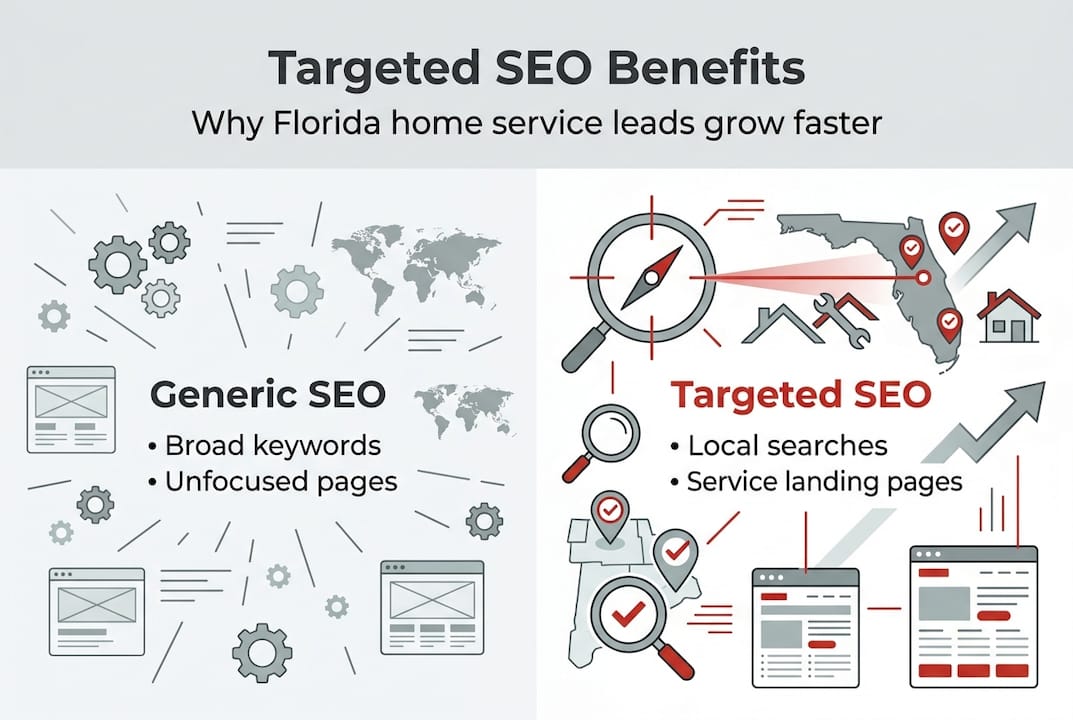 Infographic comparing targeted and generic SEO points