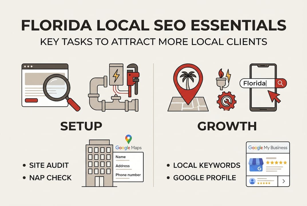Infographic of essential Florida local SEO tasks
