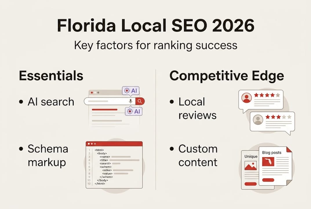 Infographic of key Florida SEO factors 2026