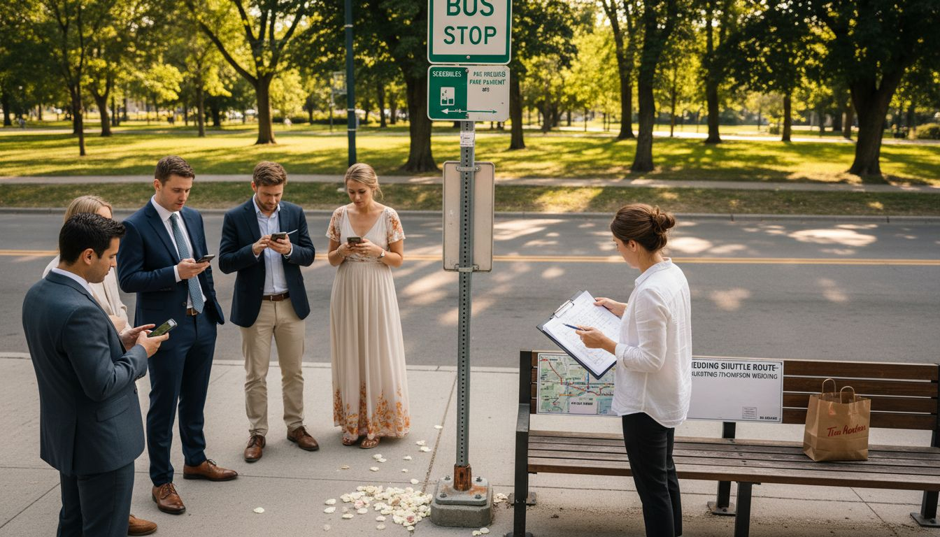 Wedding guests coordinate shuttle pick up