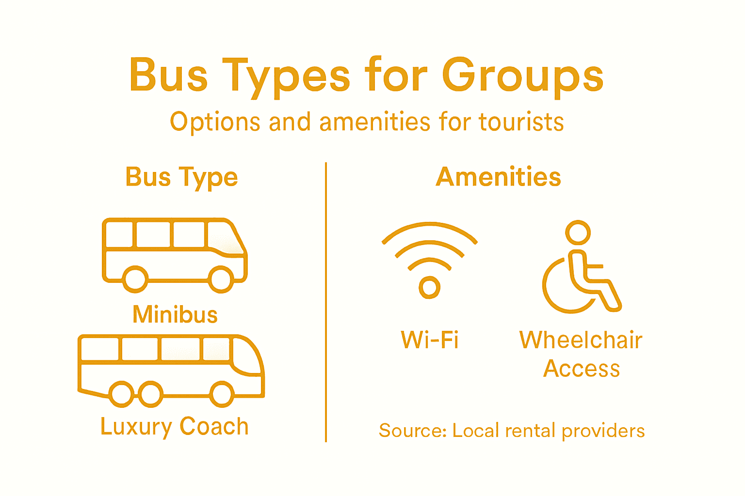 Infographic showing bus types and amenities