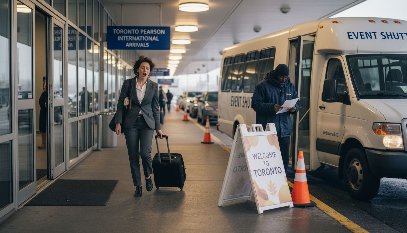 Guest boards shuttle at Toronto airport