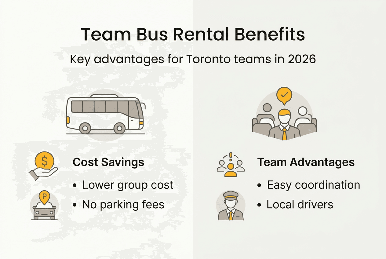 Infographic showing team bus rental benefits