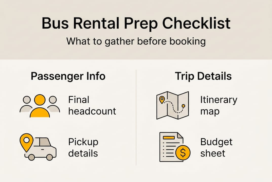 Infographic checklist for bus rental preparation