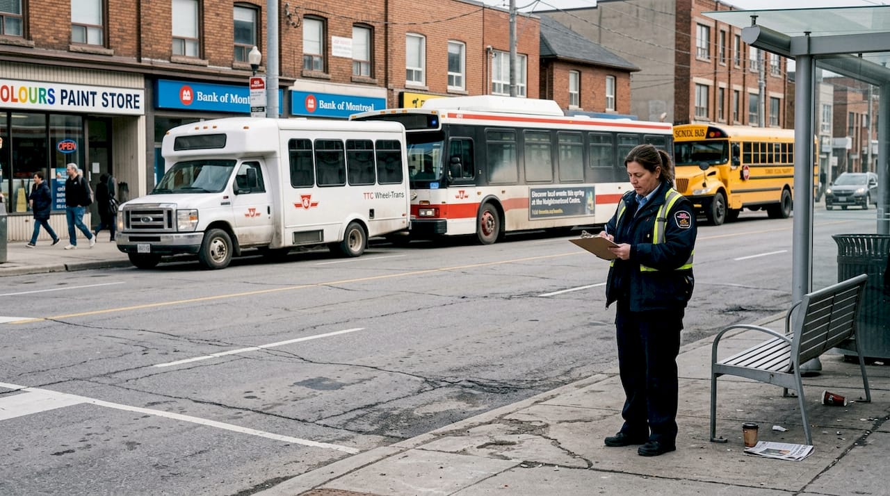 Different bus types on Toronto street