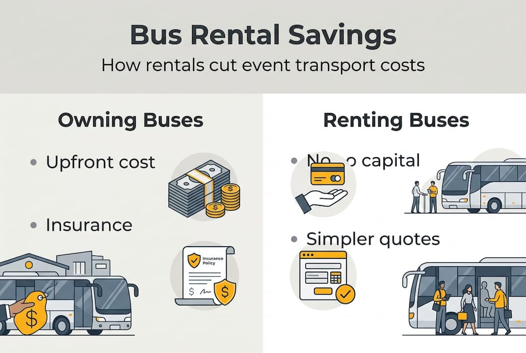 Infographic comparing owning versus renting bus costs