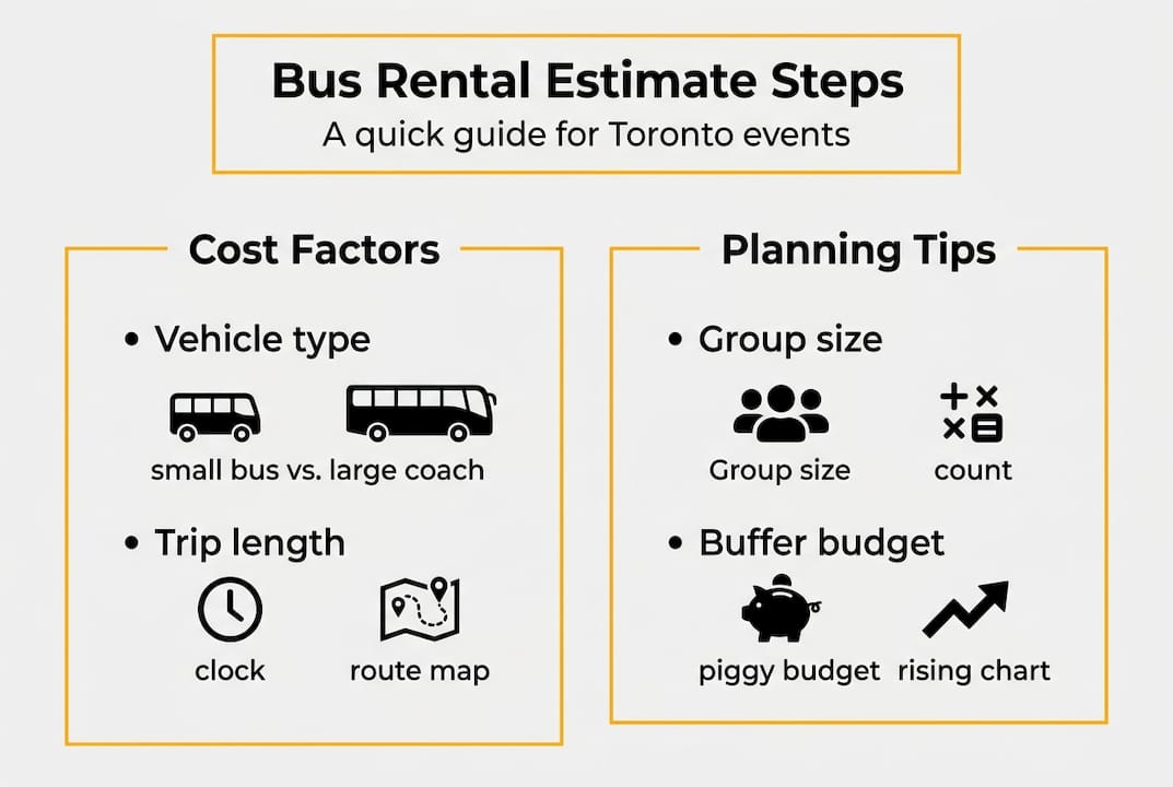 Infographic estimating Toronto bus rental process