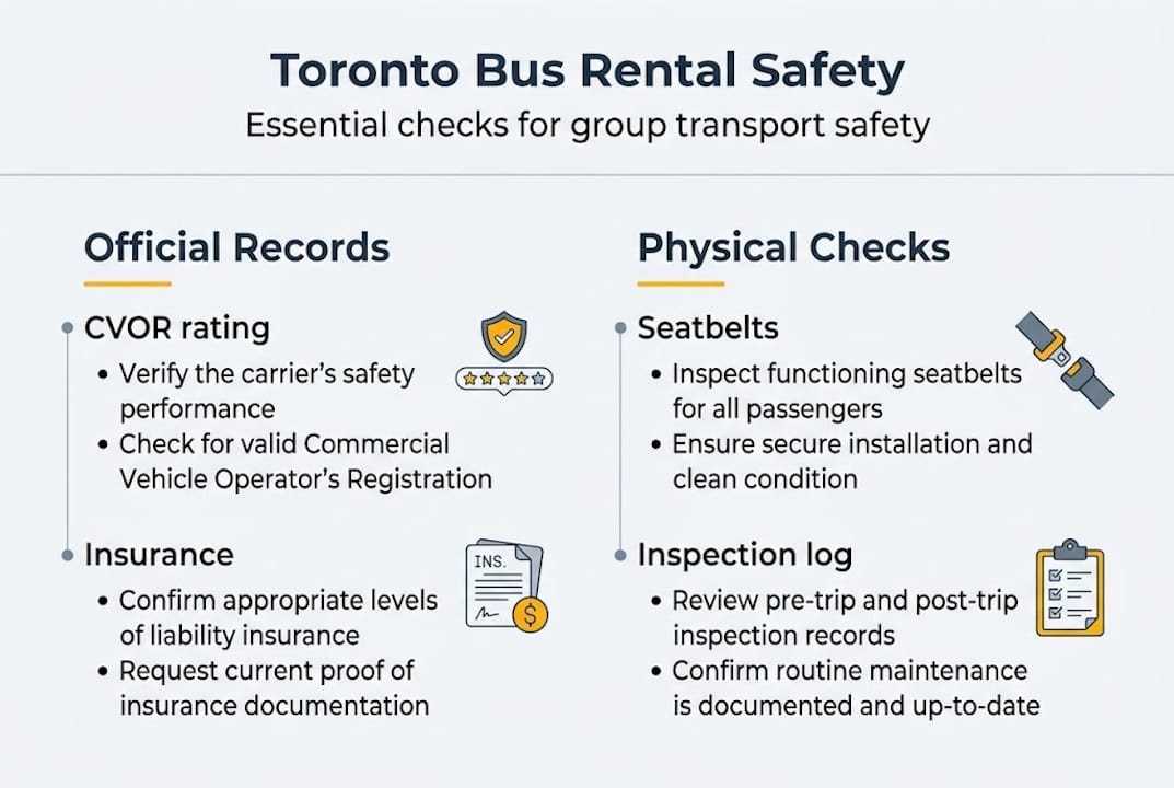 Infographic shows Toronto bus safety checklist essentials