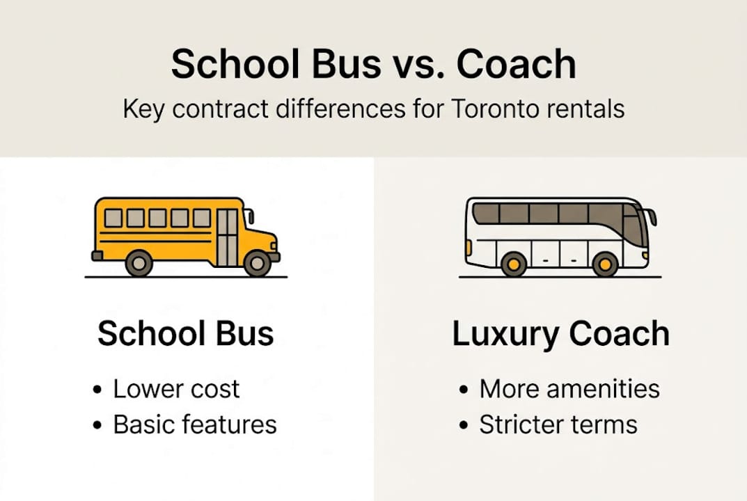 Infographic comparing school bus and coach contracts