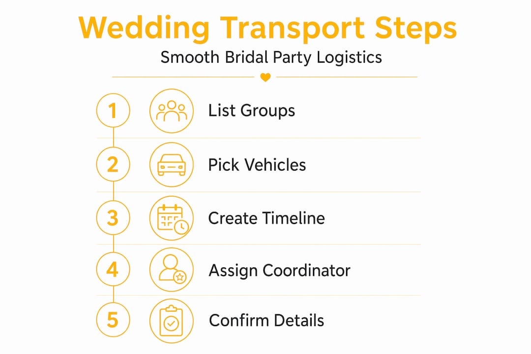 Bridal party transport planning step-by-step infographic
