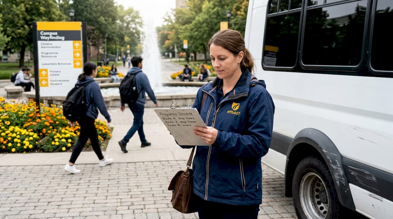Transport coordinator organizes campus minibus shuttle