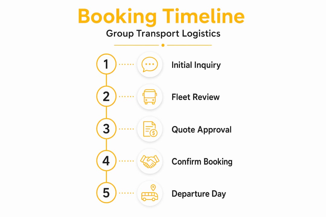 Infographic of group transport booking steps