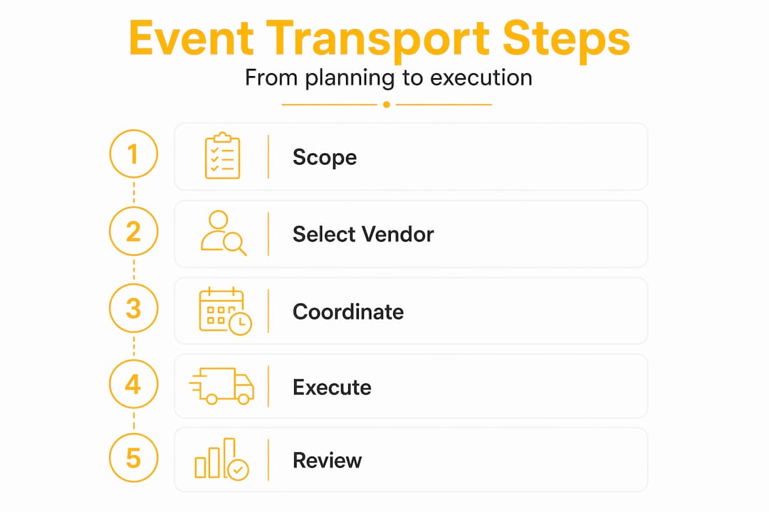 Infographic of event transportation step by step