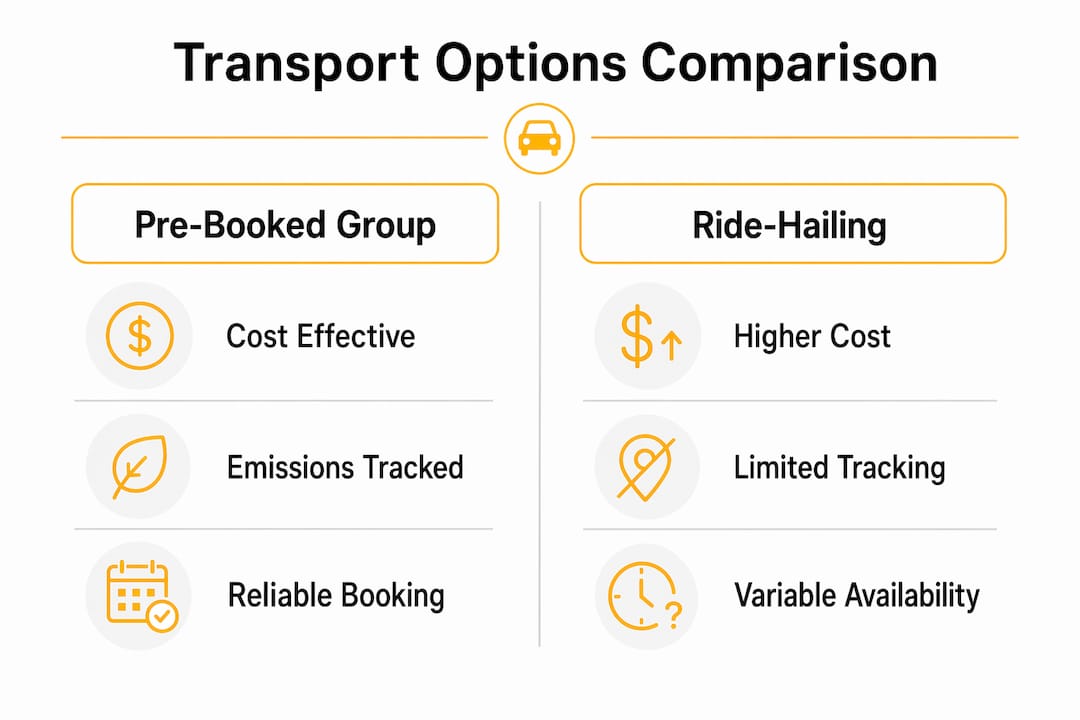 Infographic comparing corporate transport options