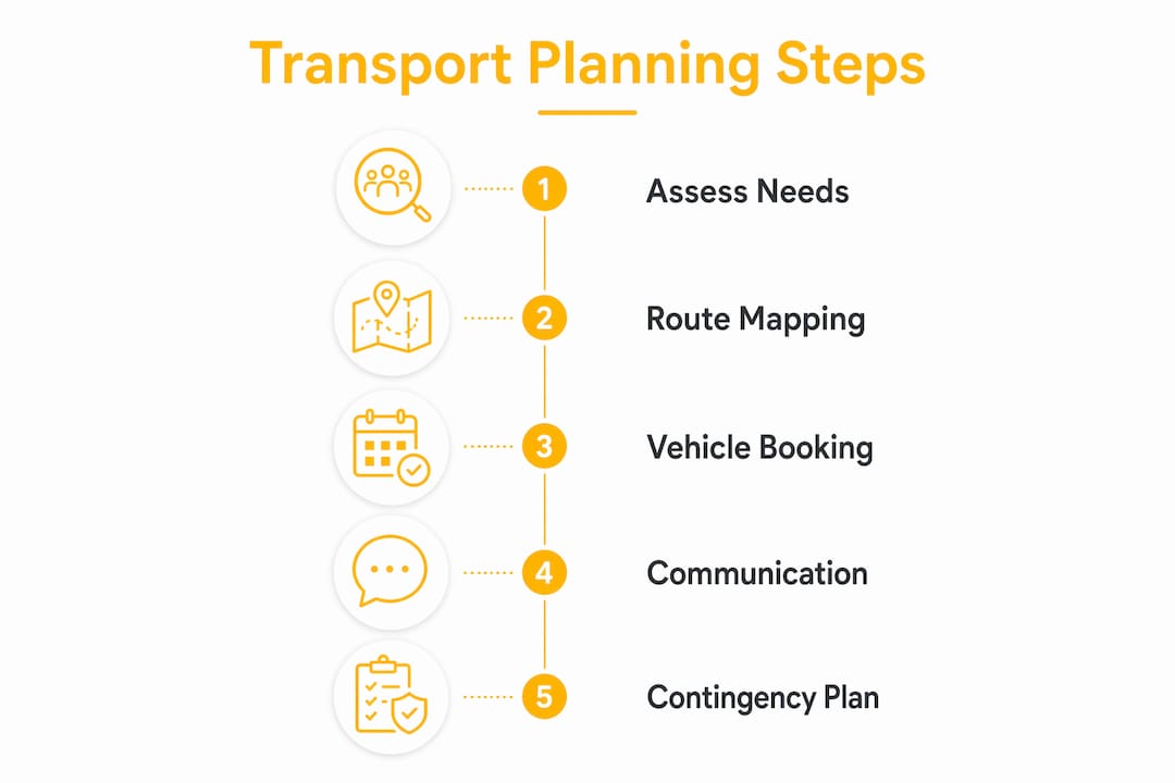 Infographic outlining step-by-step event transportation planning