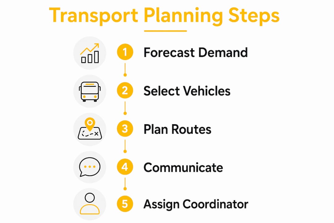 Infographic showing key steps in event transport planning