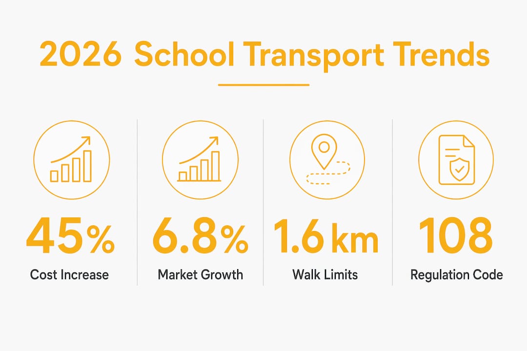 Infographic showing key school transportation trends for 2026
