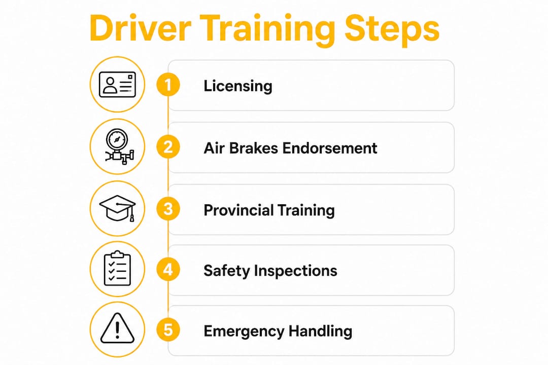 Infographic showing steps of bus driver qualifications