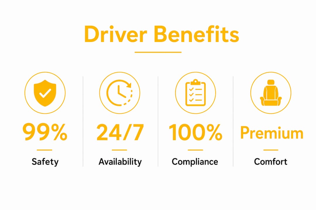 Infographic showing key benefits of professional drivers
