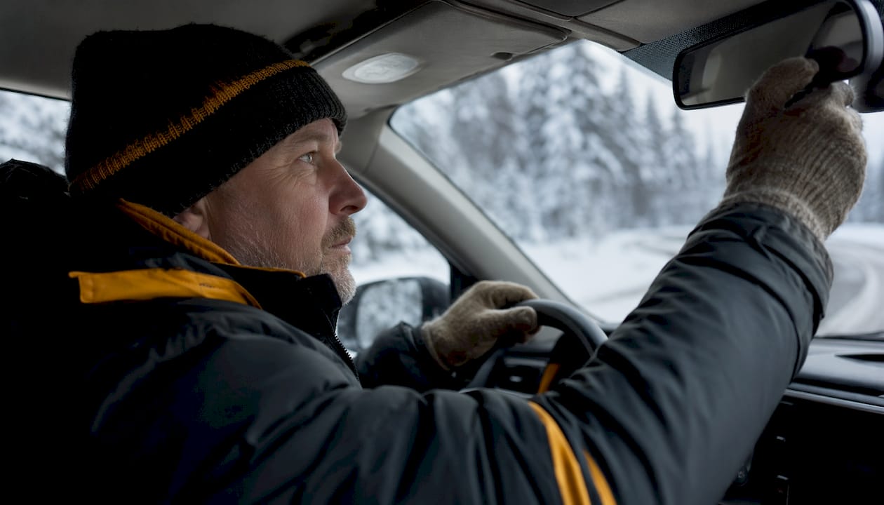 Professional driver focused on winter driving conditions