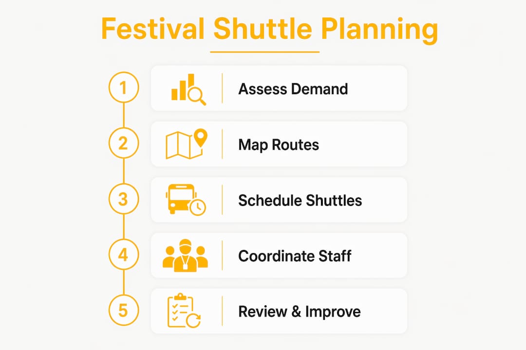 Infographic showing festival shuttle planning steps