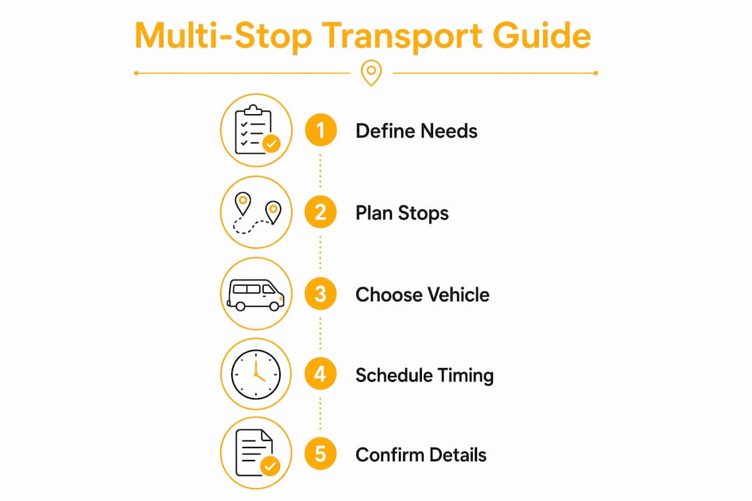 Infographic illustrating multi-stop transport planning steps