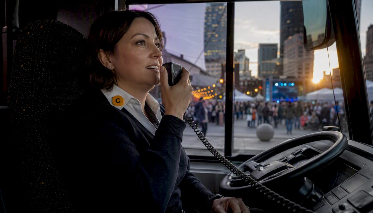 Bus driver coordinating by radio