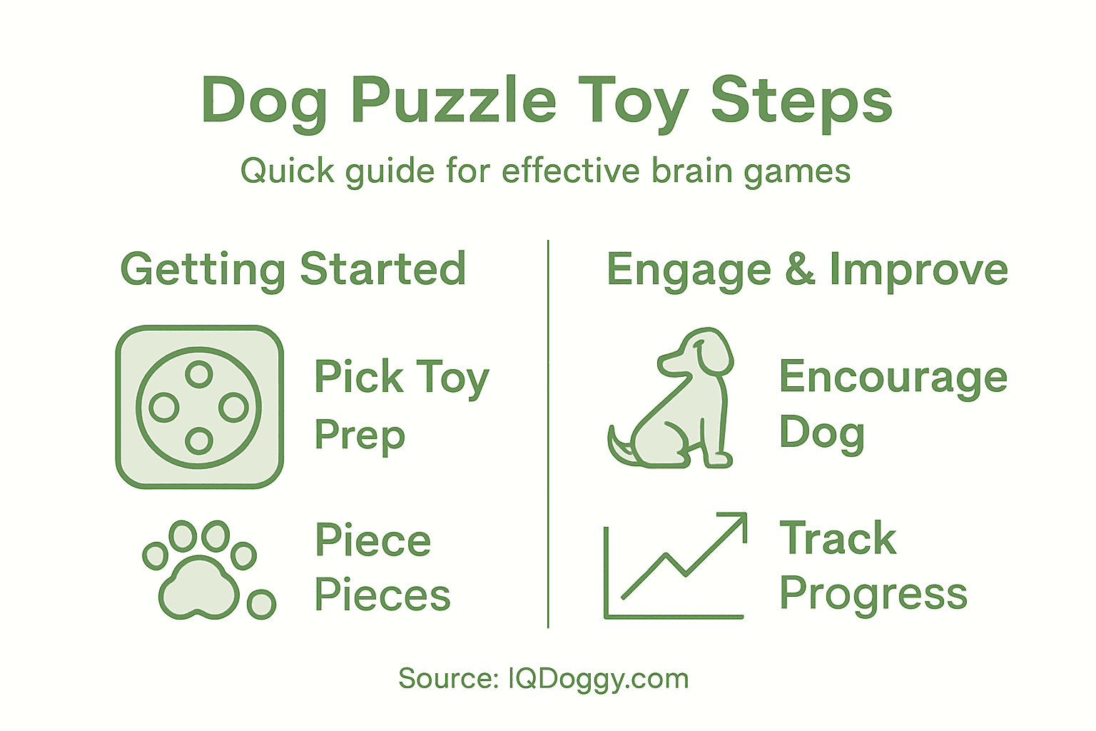 Infographic summarizing dog puzzle toy steps