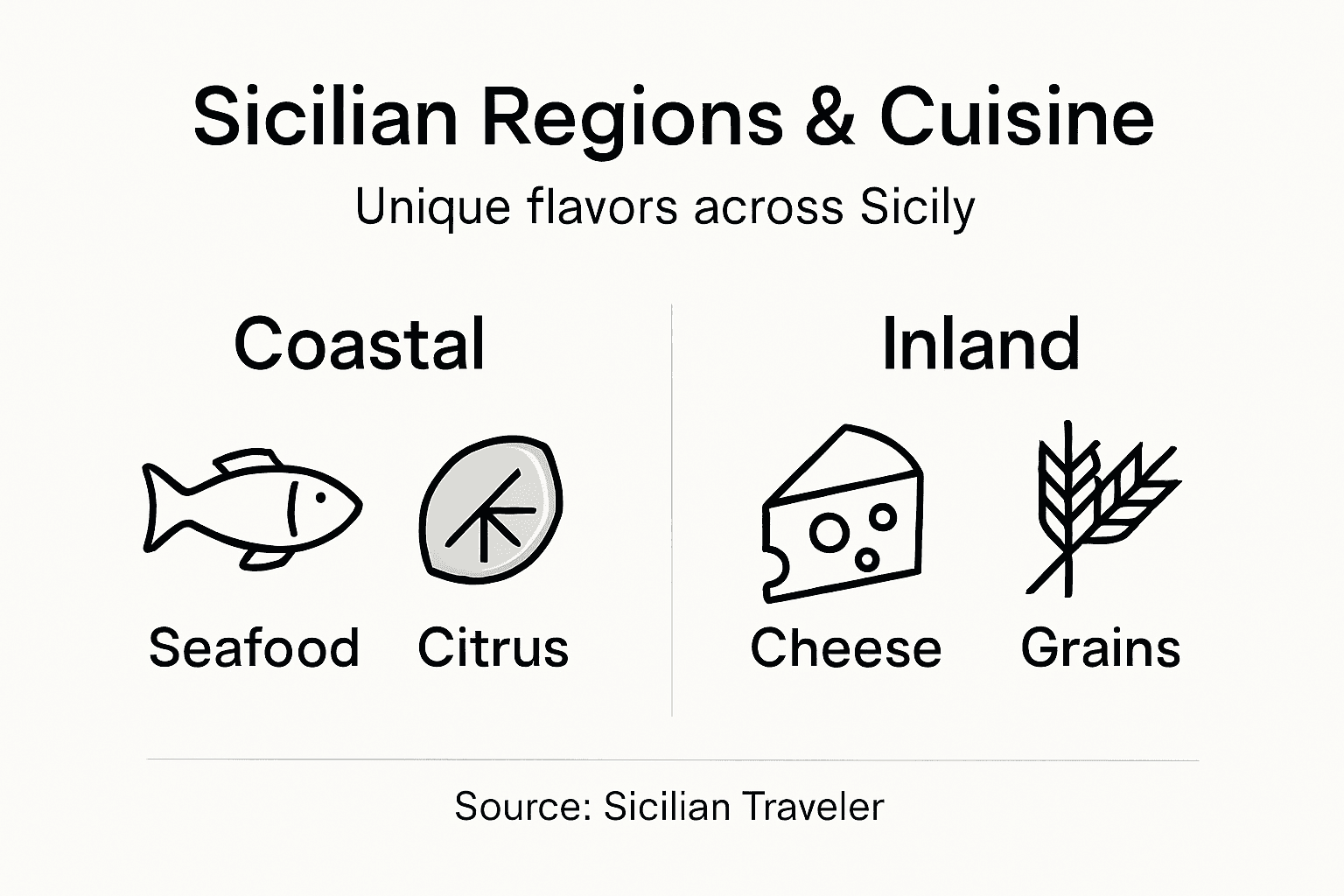 Infographic highlighting Sicilian regional cuisine differences