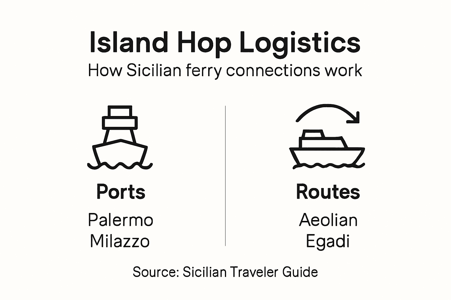 Infographic showing ferry ports and island routes