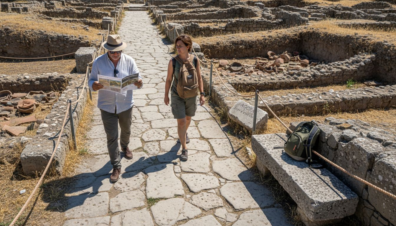Visitors explore Morgantina archaeological site