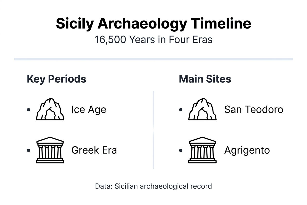 Infographic of Sicily's 16,500-year archaeology timeline