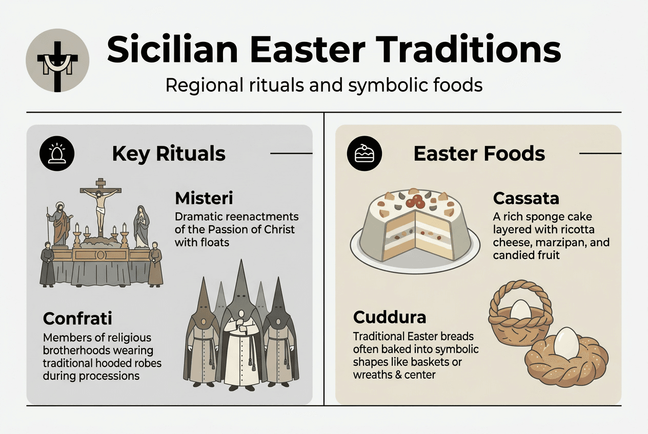 Infographic of Sicilian rituals and Easter foods