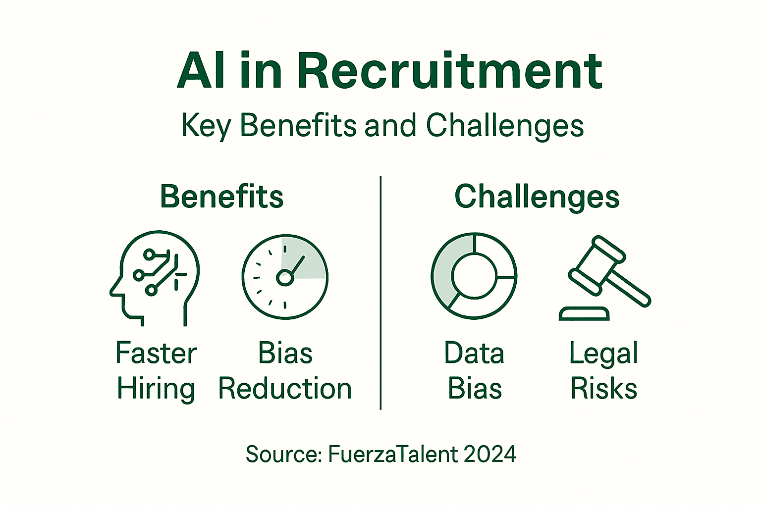 Infographic shows AI recruitment benefits and challenges