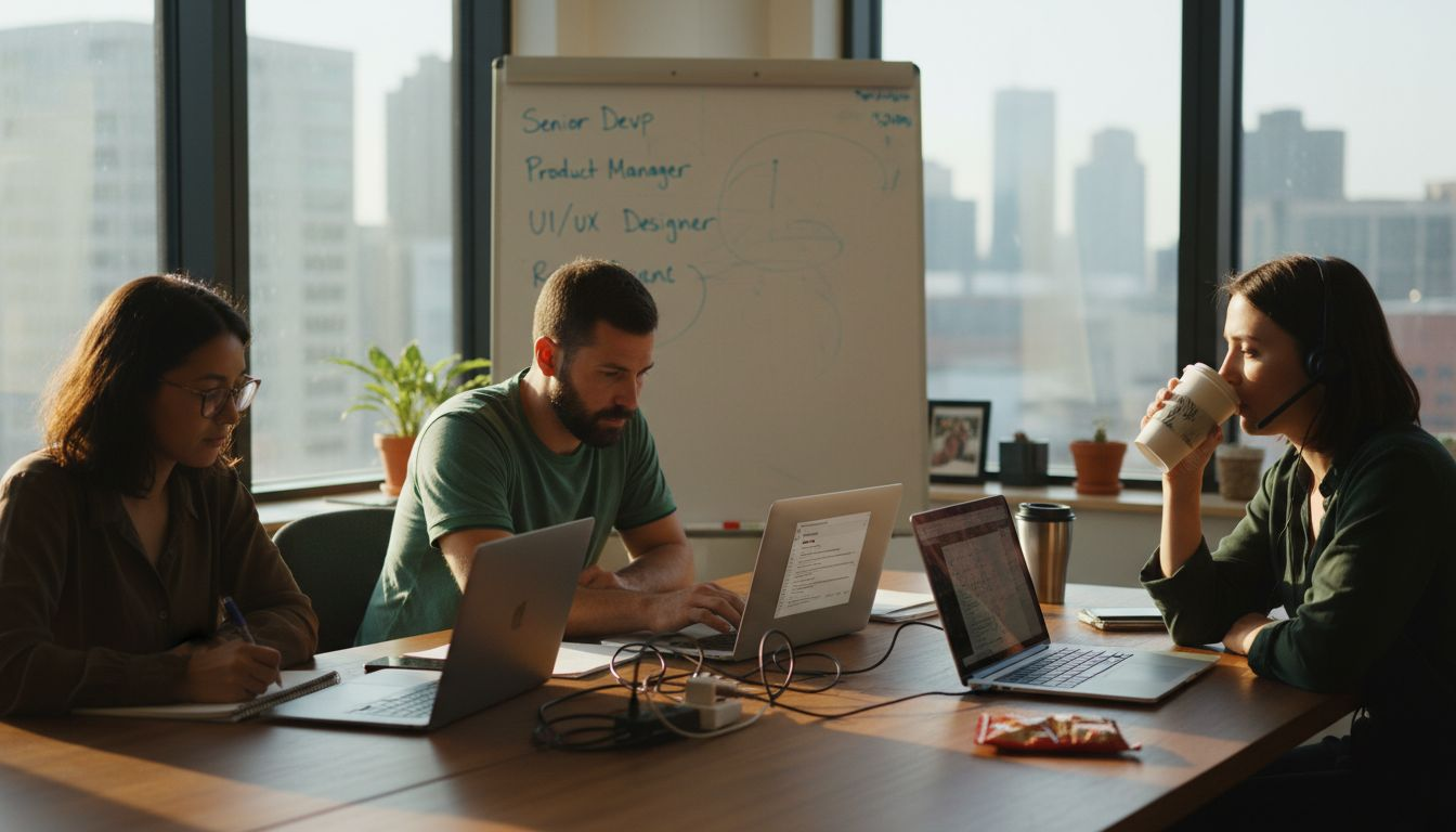 Tech team reviewing AI hiring candidates