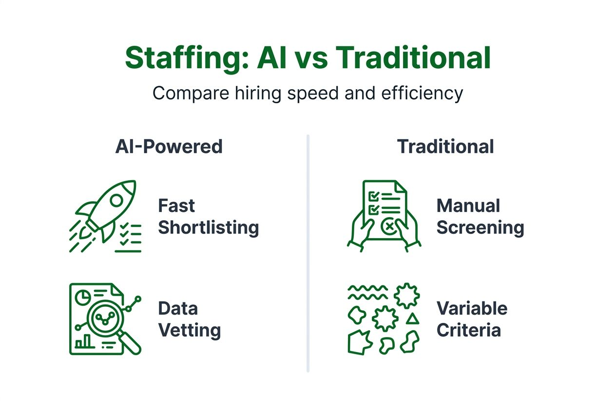 Infographic comparing AI and traditional staffing