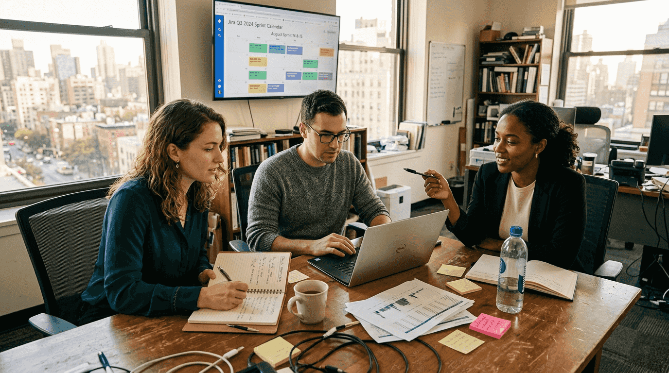 Agile team collaborating in office setting