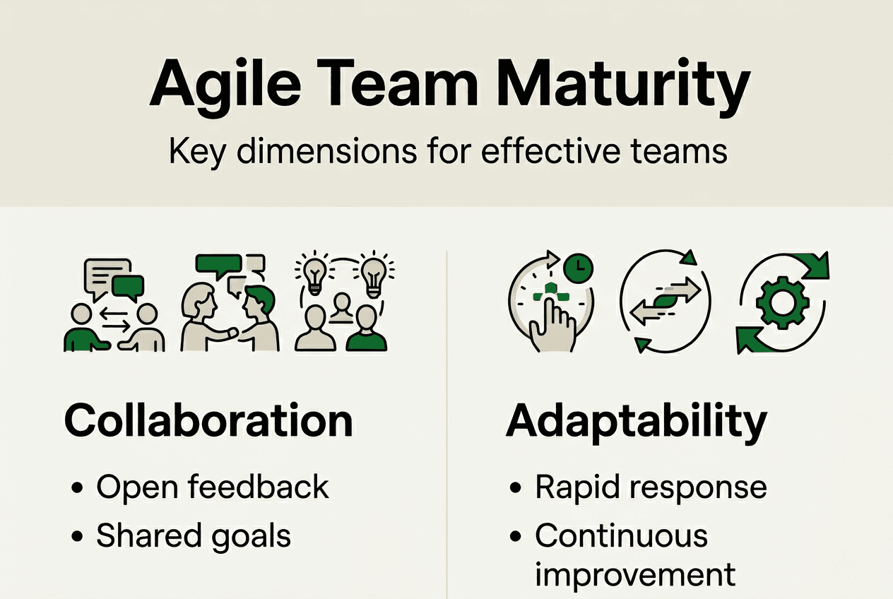 Infographic showing agile team maturity dimensions