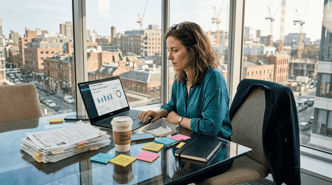 HR manager reviewing contract workforce dashboard