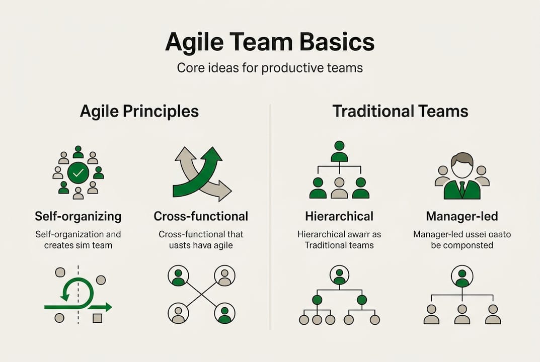 Infographic comparing agile and traditional teams