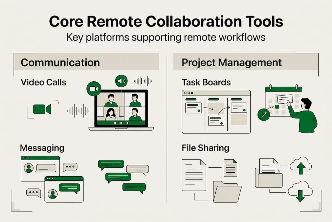Infographic showing remote collaboration tool categories