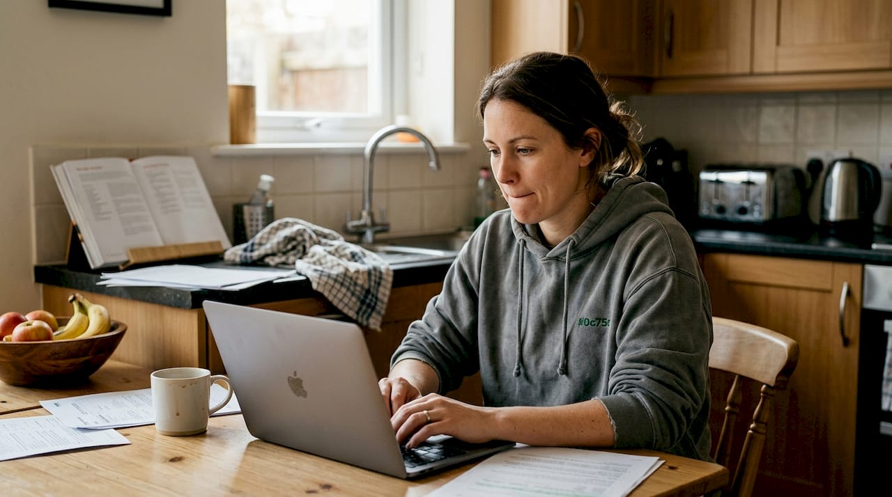 Manager tracking tasks from kitchen workspace