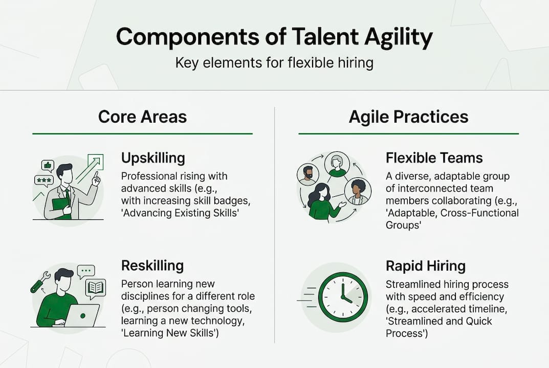 Infographic of talent agility components and practices