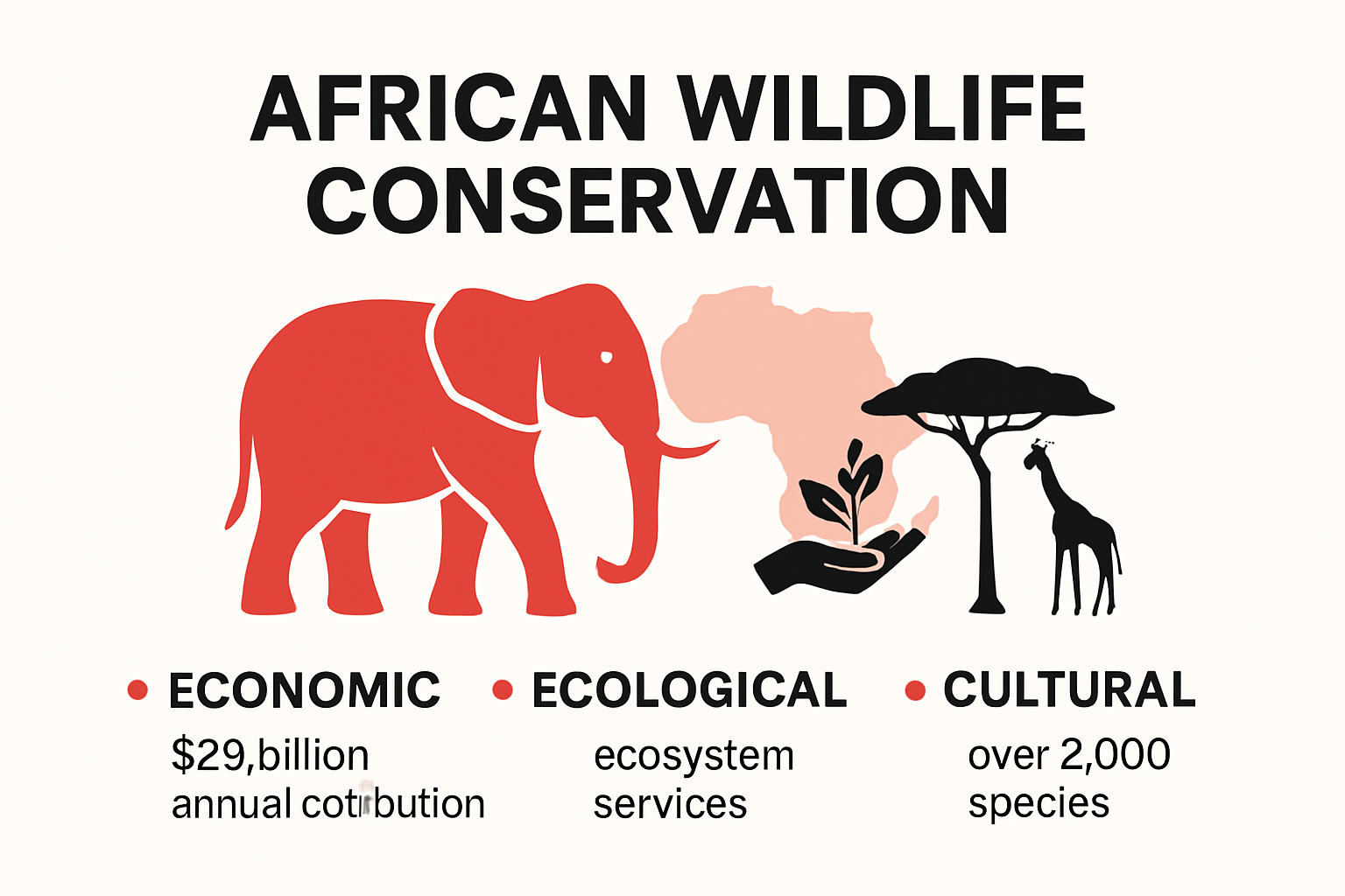 Infographic on African wildlife conservation impact and benefits