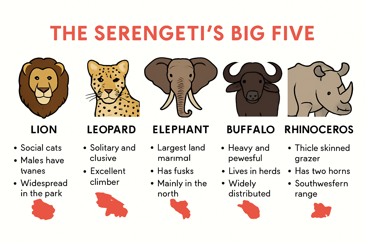 Infographic of Serengeti Big Five animals and key facts