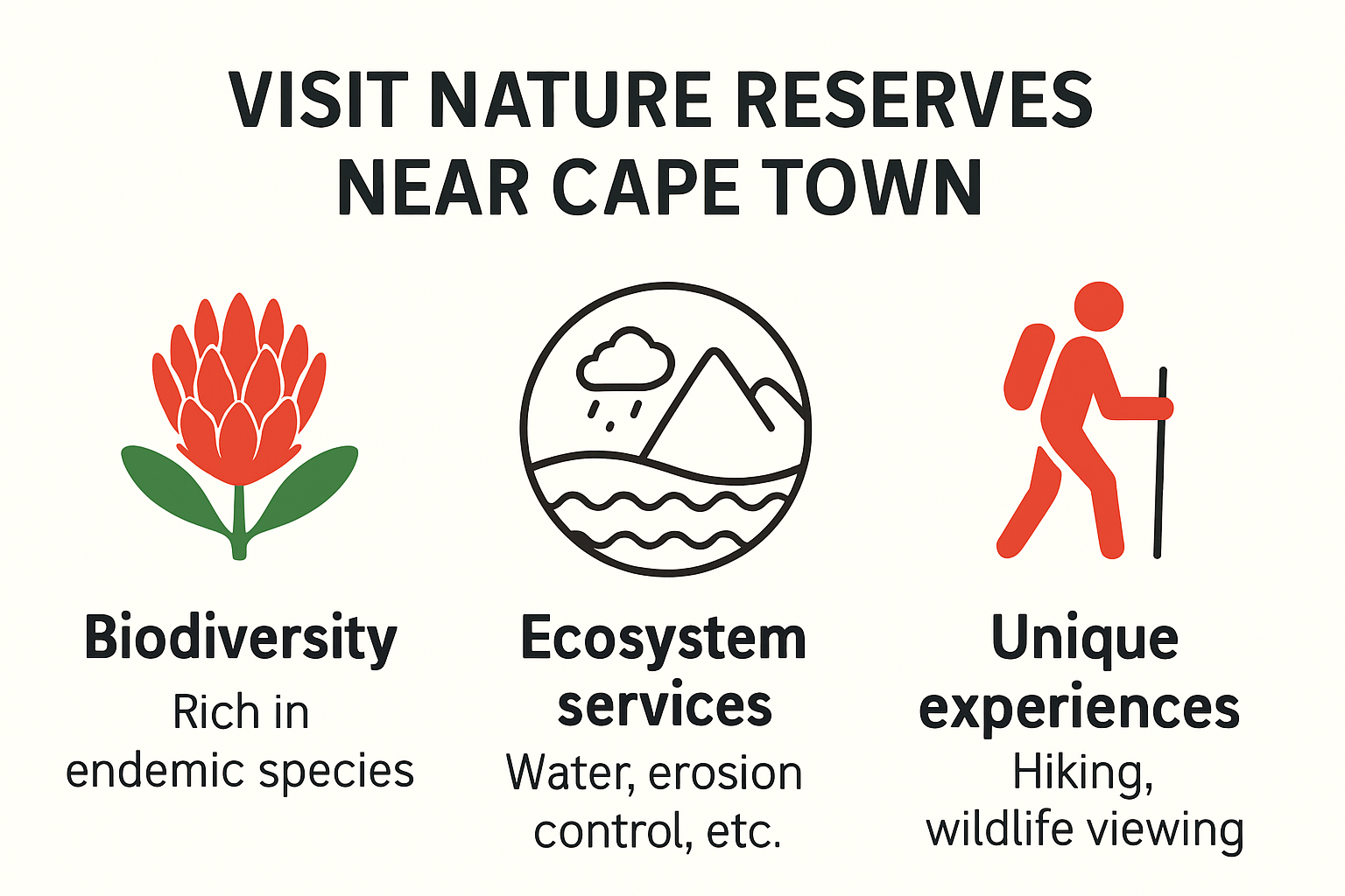 Infographic showing reasons to visit Cape Town nature reserves