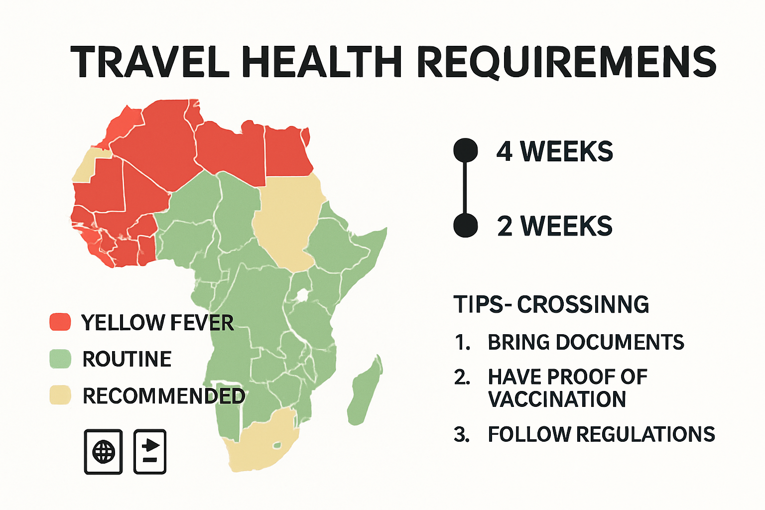 Infographic of African entry vaccination rules by country